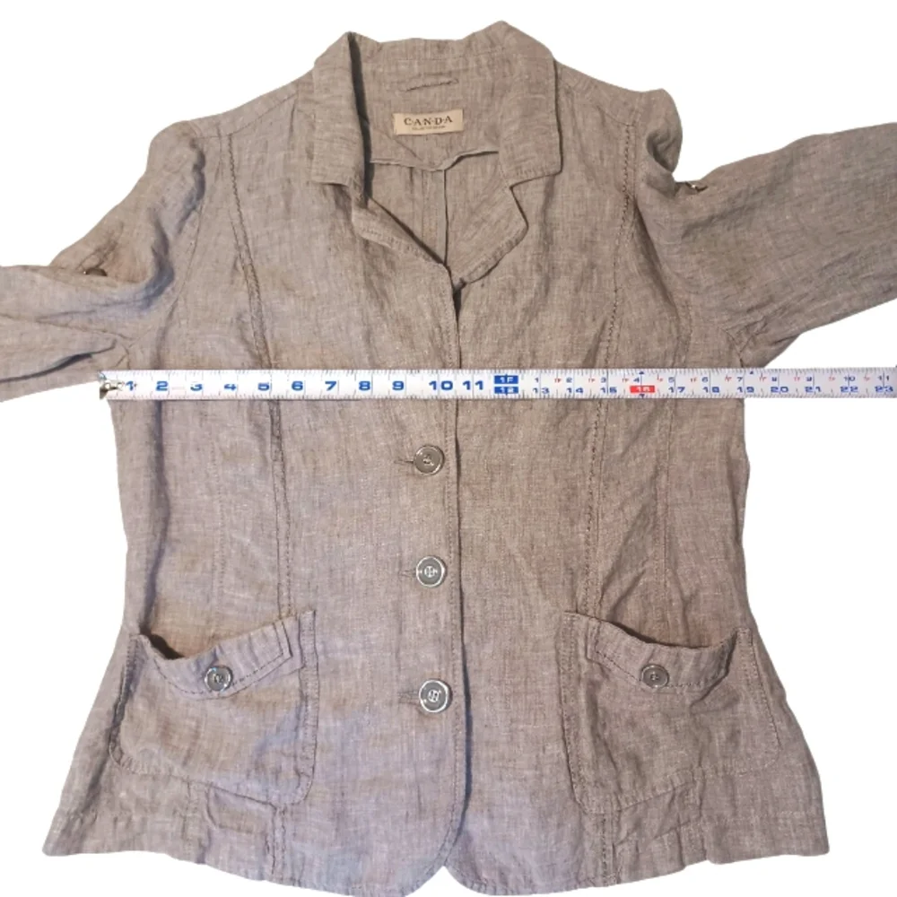 Canda 100% Linen Jacket Gray with Silver Buttons
